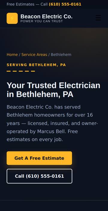Monthly plan demo preview — town-specific location page