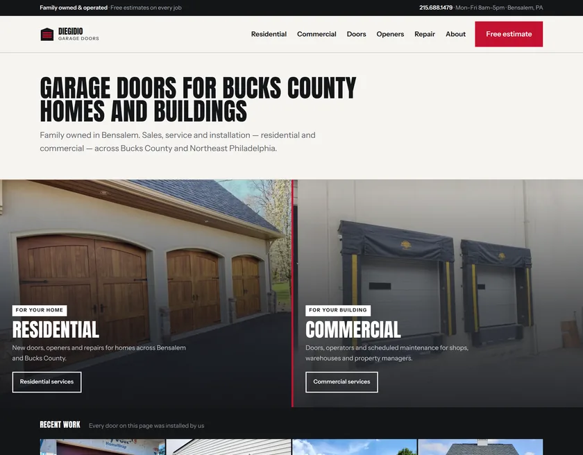DiEgidio Garage Doors homepage